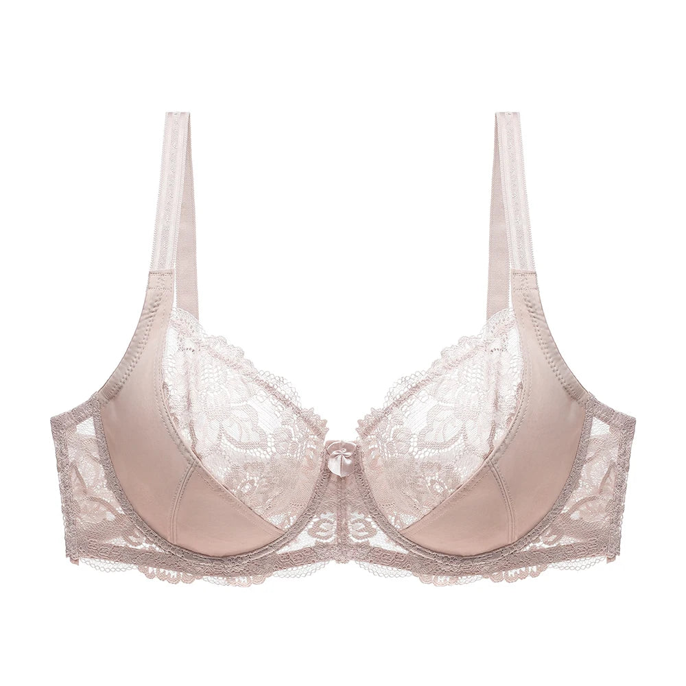 Plus Size Women Lace Bra Un-padded Underwired Ladies Big Underwear Bralette Sexy Lingerie Top Large BH C D DD E Cup