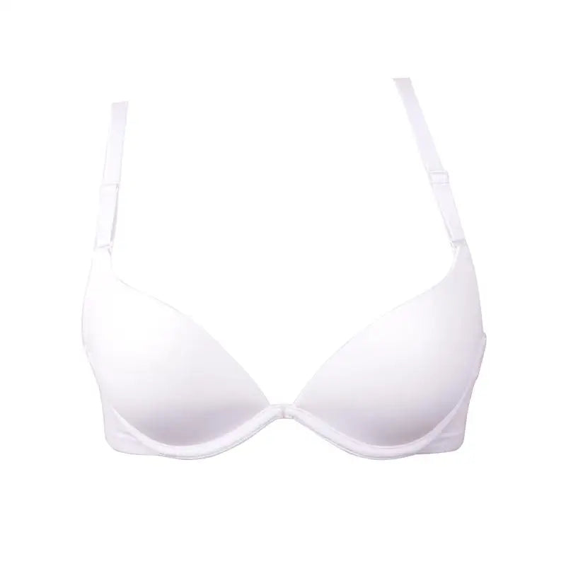 Japanese-Style Simple Plain Girl Push Up Bra Summer Thin Cup Gathered Bust Small Chest Sexy Bralette Underwear Female Deep U Bra