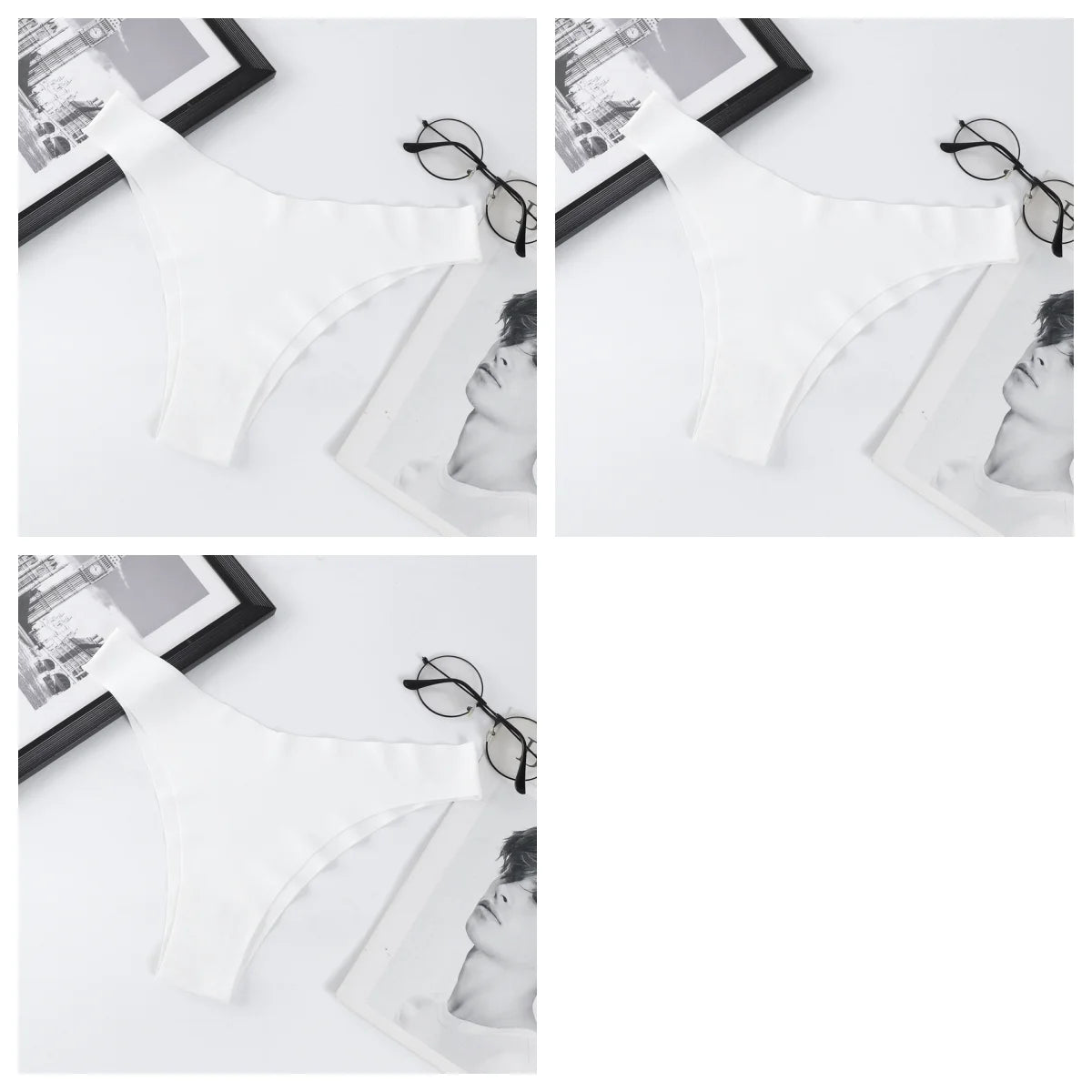 3Pcs/Set Ice Silk Panties For Women V-Shaped Briefs Quick-Drying Invisible Glossy Seamless Underwear Female Low Rise Underpants