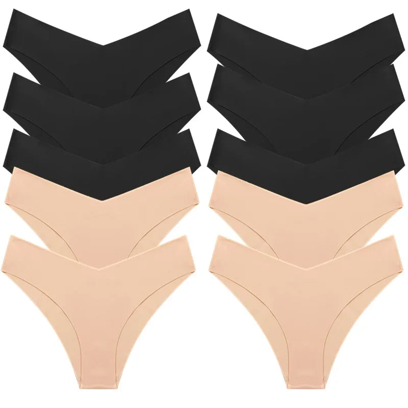 WHPC 10PCS/Set Women's Panties Seamless Fashion V-Cut Underwear Sexy Lingerie Comfort Sports Briefs Breathable Female Underpants