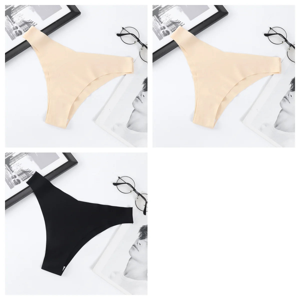 3Pcs/Set Ice Silk Panties For Women V-Shaped Briefs Quick-Drying Invisible Glossy Seamless Underwear Female Low Rise Underpants