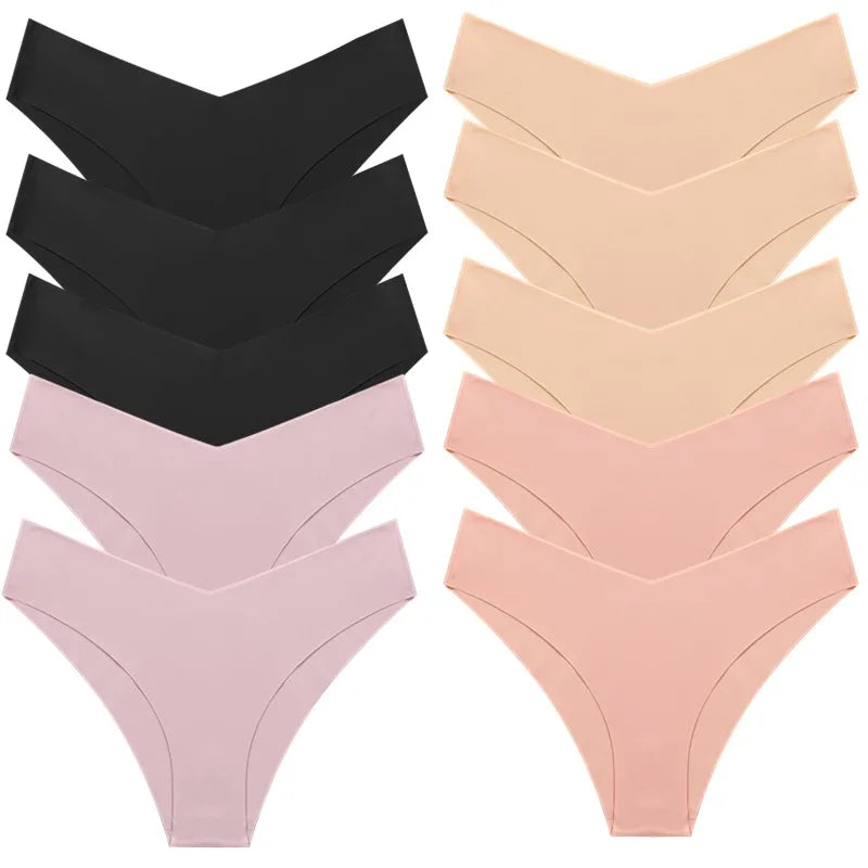 WHPC 10PCS/Set Women's Panties Seamless Fashion V-Cut Underwear Sexy Lingerie Comfort Sports Briefs Breathable Female Underpants