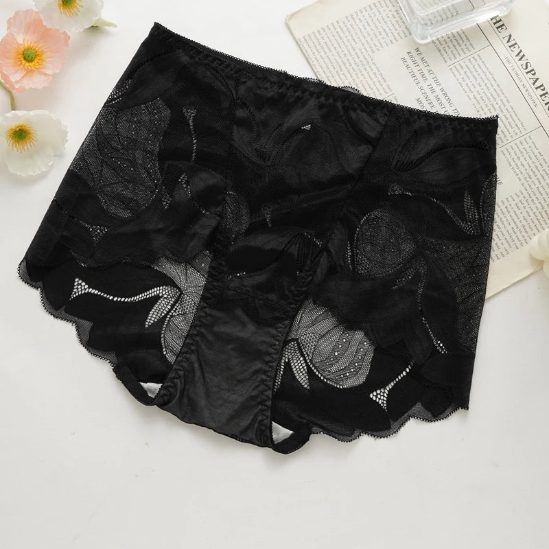 L-2XL High Waist Lace Panties for Women Sexy Hollow Briefs Transparent Large Size Underwear Female Summer Thin Underpanties