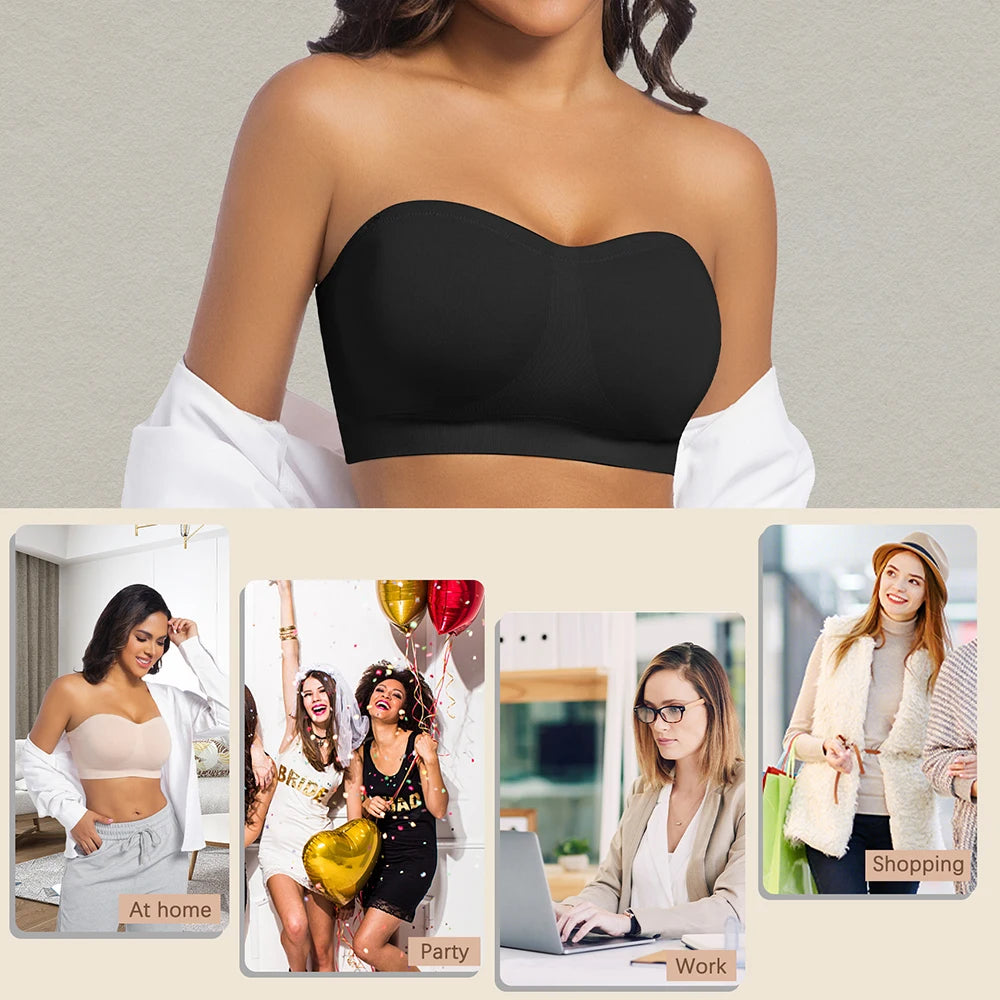 Strapless Invisible M-shaped Bra Solid For Women Summer New Non-slip Sexy Push-up Comfortable Underwear For Dress Brasieres