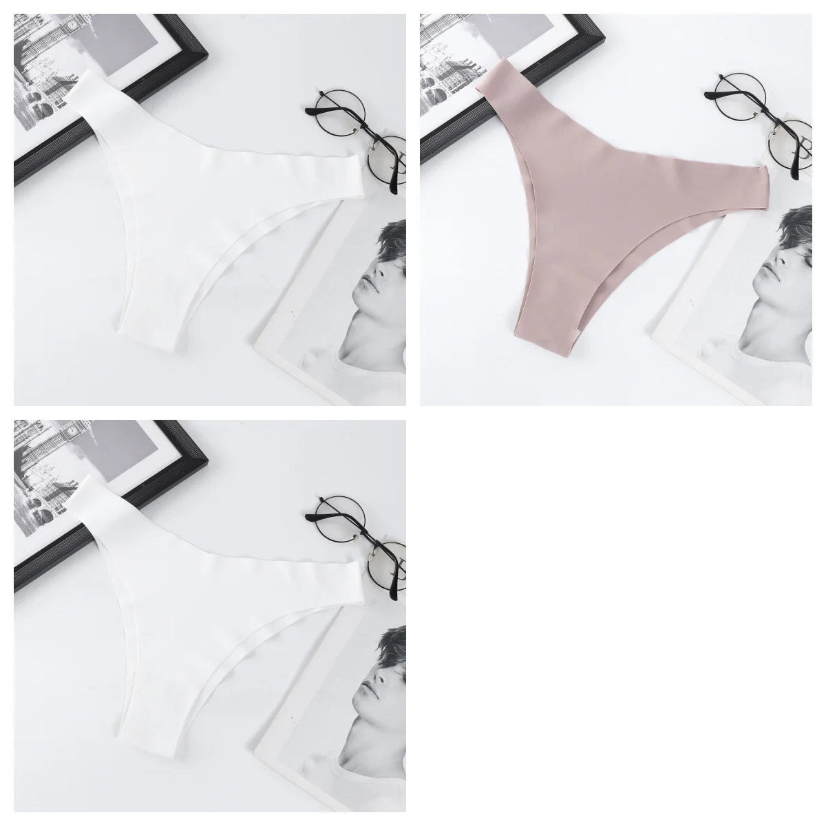 3Pcs/Set Ice Silk Panties For Women V-Shaped Briefs Quick-Drying Invisible Glossy Seamless Underwear Female Low Rise Underpants