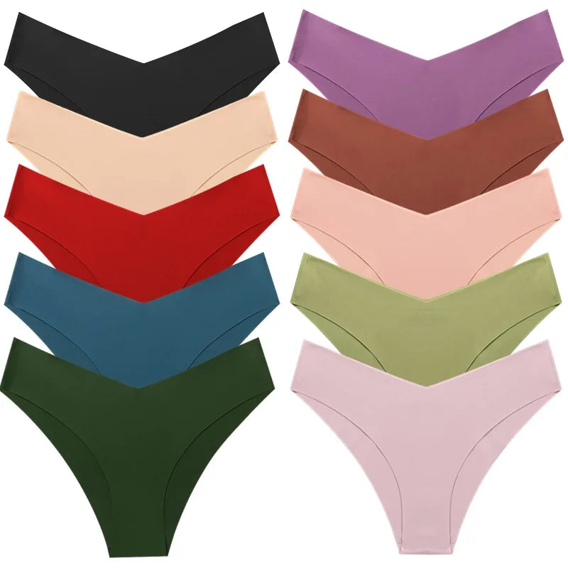 WHPC 10PCS/Set Women's Panties Seamless Fashion V-Cut Underwear Sexy Lingerie Comfort Sports Briefs Breathable Female Underpants