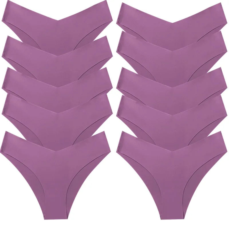 WHPC 10PCS/Set Women's Panties Seamless Fashion V-Cut Underwear Sexy Lingerie Comfort Sports Briefs Breathable Female Underpants