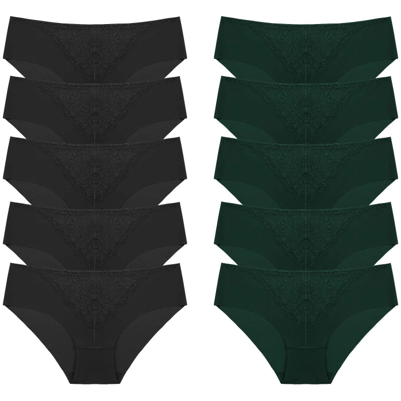 BZEL 10PCS/Set Women's Panties Exquisite Sweet Lace Underwear Sexy Lingerie Silk Satin Briefs Woman Comfort Breathable Underpant