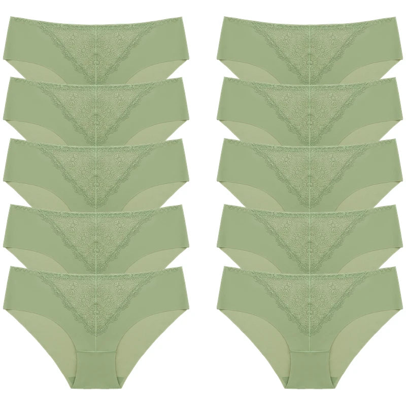 BZEL 10PCS/Set Women's Panties Exquisite Sweet Lace Underwear Sexy Lingerie Silk Satin Briefs Woman Comfort Breathable Underpant