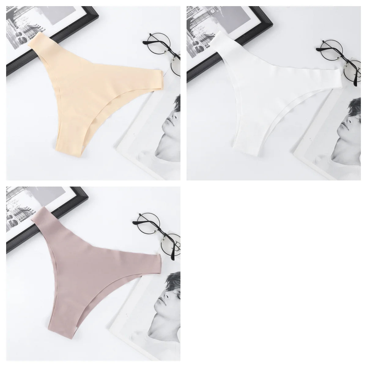 3Pcs/Set Ice Silk Panties For Women V-Shaped Briefs Quick-Drying Invisible Glossy Seamless Underwear Female Low Rise Underpants