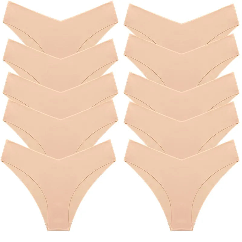 WHPC 10PCS/Set Women's Panties Seamless Fashion V-Cut Underwear Sexy Lingerie Comfort Sports Briefs Breathable Female Underpants