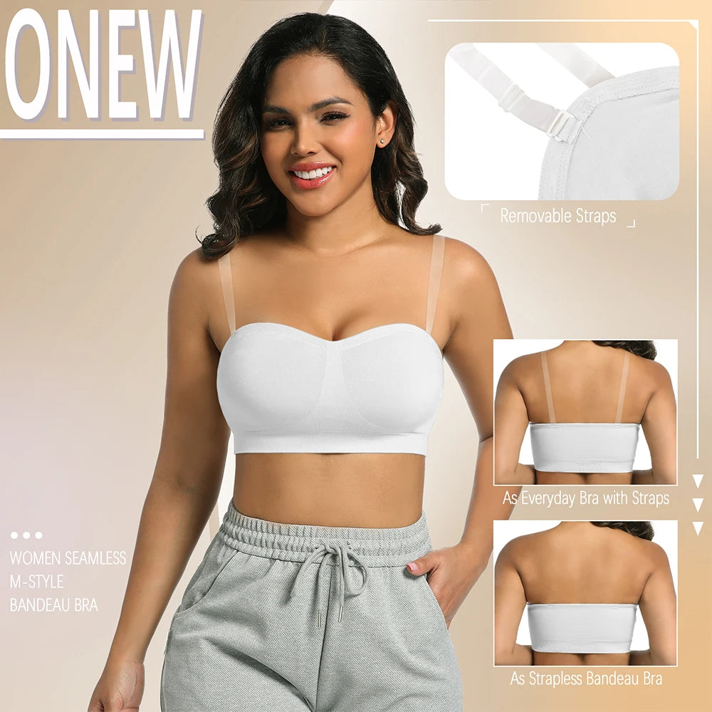 Strapless Invisible M-shaped Bra Solid For Women Summer New Non-slip Sexy Push-up Comfortable Underwear For Dress Brasieres