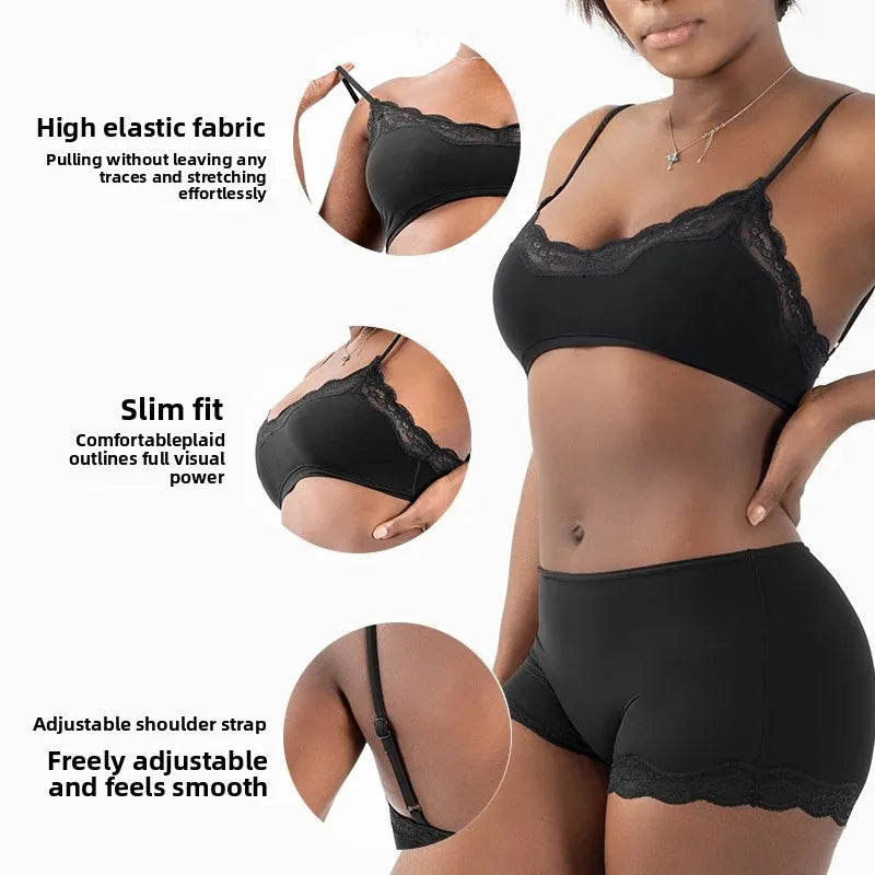 French Style Lace Scoop Bralette High Elasticity No Underwire Full Coverage Underwear Comfortable Soft Fabric Breathable