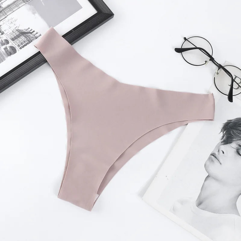 3Pcs/Set Ice Silk Panties For Women V-Shaped Briefs Quick-Drying Invisible Glossy Seamless Underwear Female Low Rise Underpants