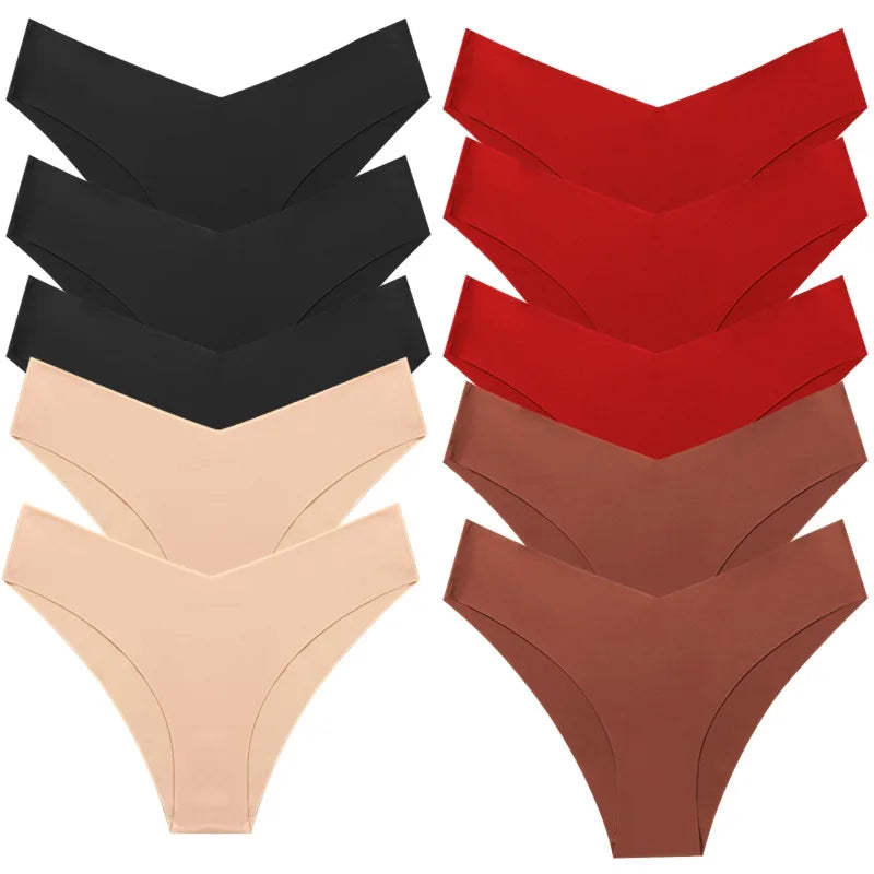 WHPC 10PCS/Set Women's Panties Seamless Fashion V-Cut Underwear Sexy Lingerie Comfort Sports Briefs Breathable Female Underpants