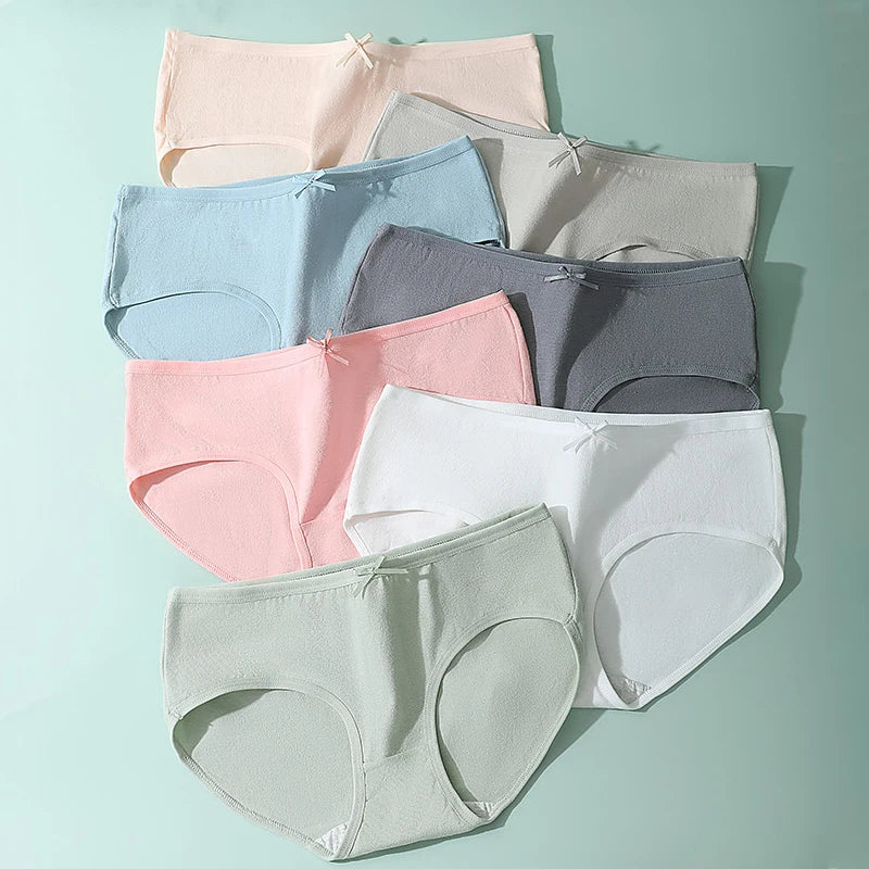 7PCS Women Disposable Panties White Briefs Breathable Cotton Underwear Soft Cute Girls Pantys Solid Underpants Female Lingerie