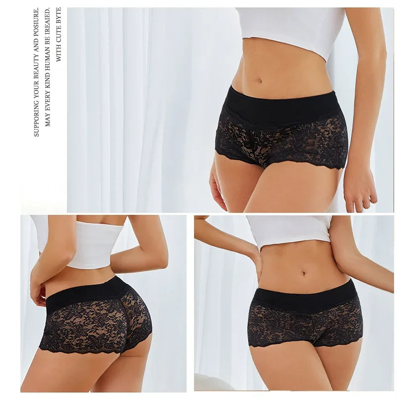 New Sexy Lace Panties for Women Low-Rise Underwear Trendy Floral Underpants Boyshort Panties Ladies Lingerie S-XL Tangas