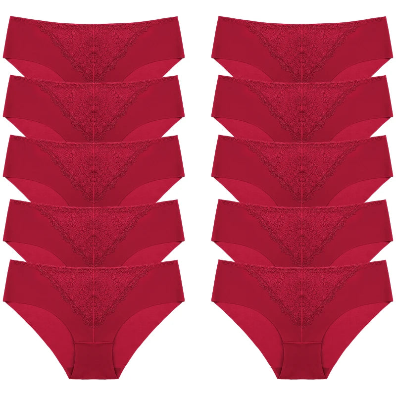 BZEL 10PCS/Set Women's Panties Exquisite Sweet Lace Underwear Sexy Lingerie Silk Satin Briefs Woman Comfort Breathable Underpant