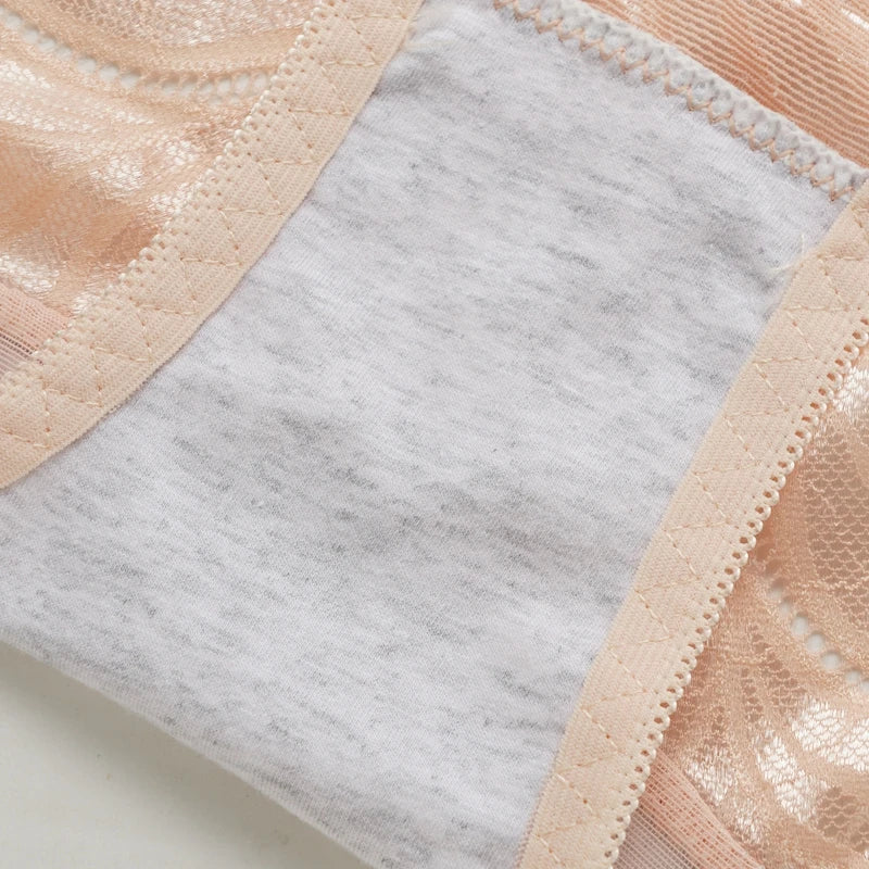 L-2XL High Waist Lace Panties for Women Sexy Hollow Briefs Transparent Large Size Underwear Female Summer Thin Underpanties