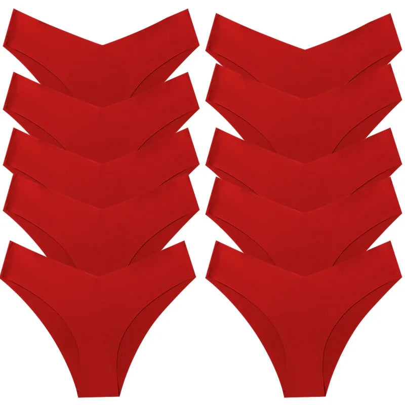 WHPC 10PCS/Set Women's Panties Seamless Fashion V-Cut Underwear Sexy Lingerie Comfort Sports Briefs Breathable Female Underpants