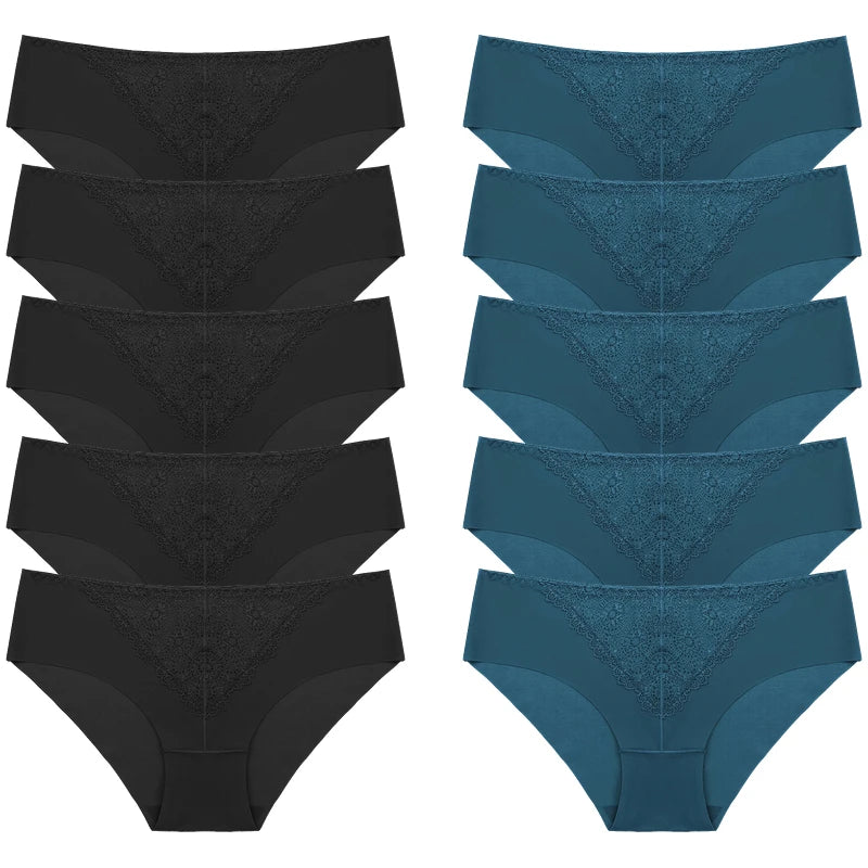 BZEL 10PCS/Set Women's Panties Exquisite Sweet Lace Underwear Sexy Lingerie Silk Satin Briefs Woman Comfort Breathable Underpant