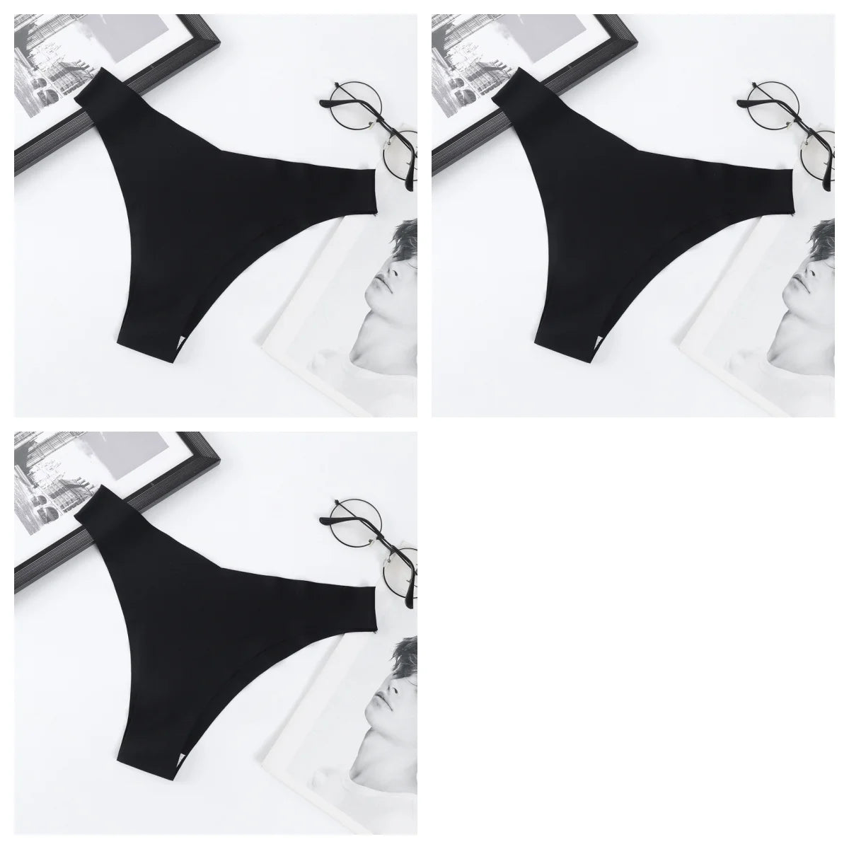 3Pcs/Set Ice Silk Panties For Women V-Shaped Briefs Quick-Drying Invisible Glossy Seamless Underwear Female Low Rise Underpants