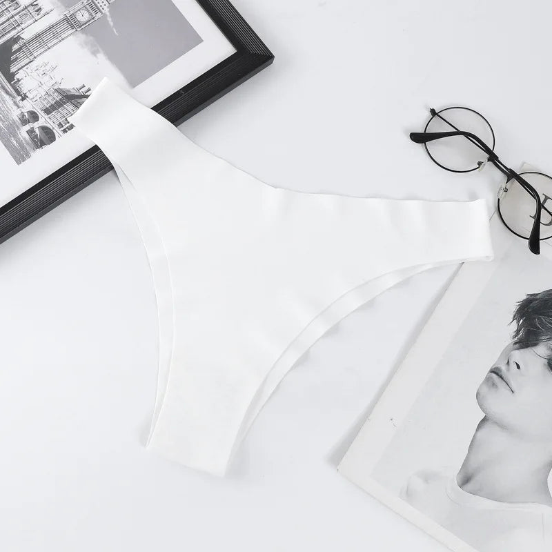 3Pcs/Set Ice Silk Panties For Women V-Shaped Briefs Quick-Drying Invisible Glossy Seamless Underwear Female Low Rise Underpants