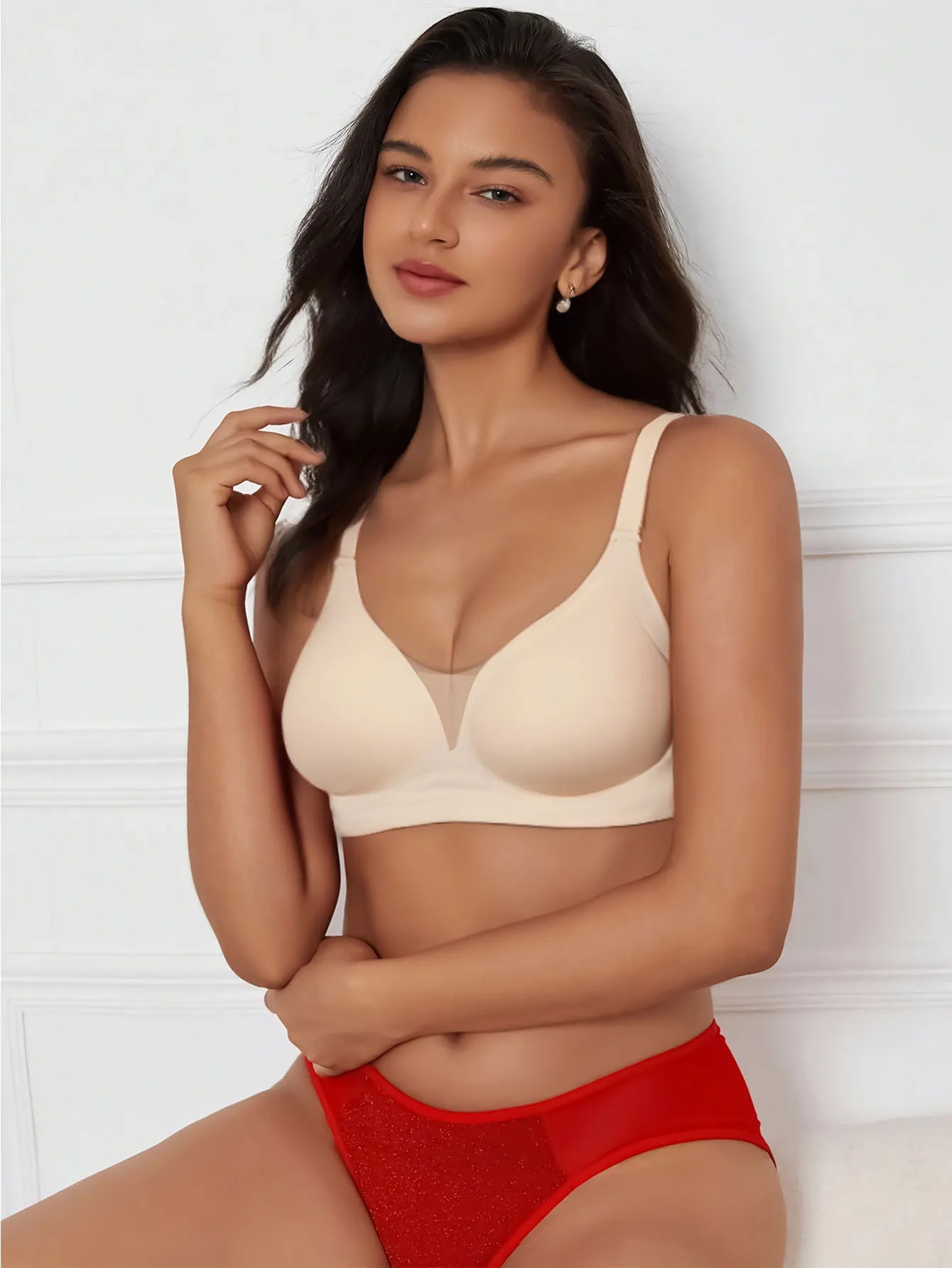 S-XL Plus Size Seamless Beauty Back One-Piece Women Bra with Rear Hook Wireless Push-Up Bras