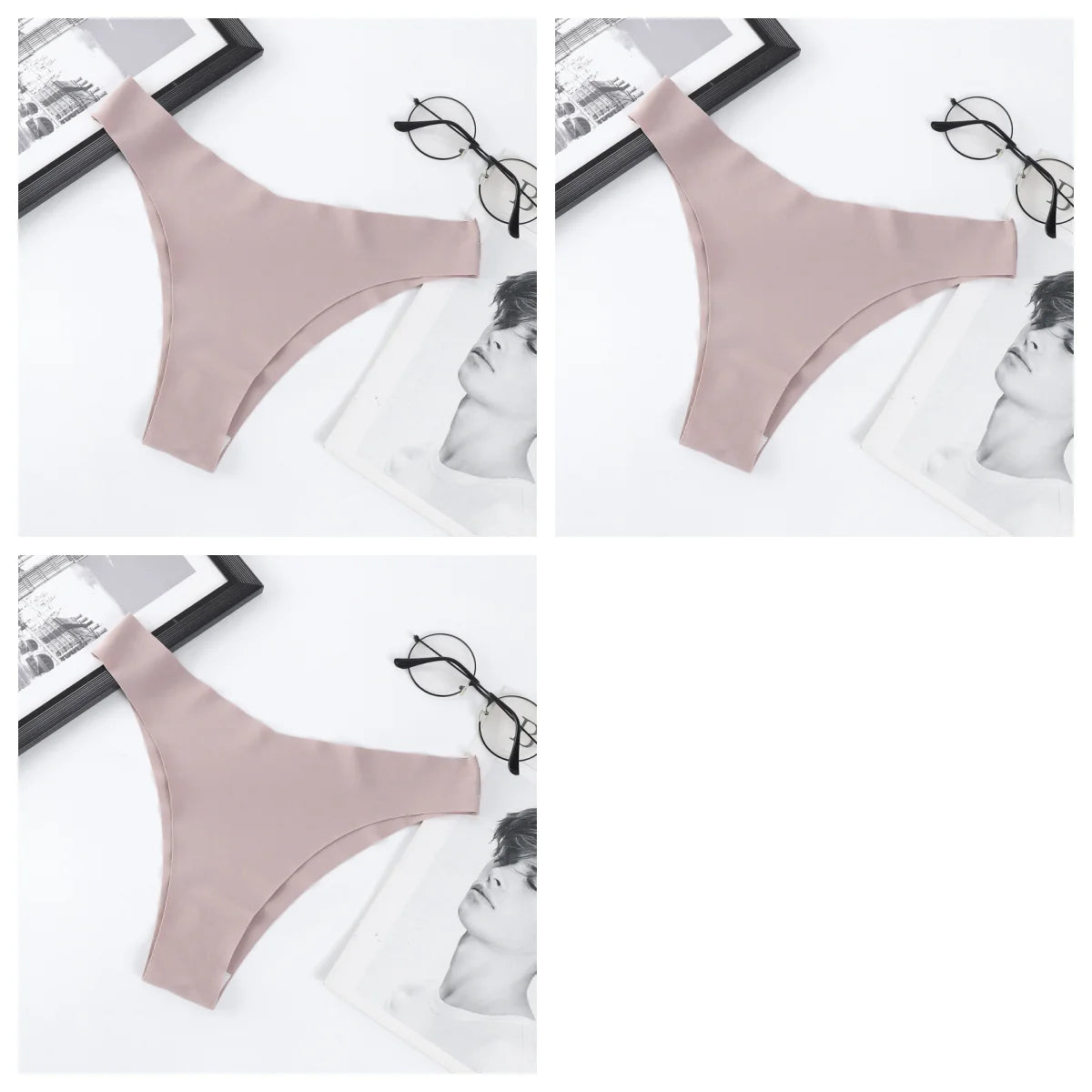 3Pcs/Set Ice Silk Panties For Women V-Shaped Briefs Quick-Drying Invisible Glossy Seamless Underwear Female Low Rise Underpants