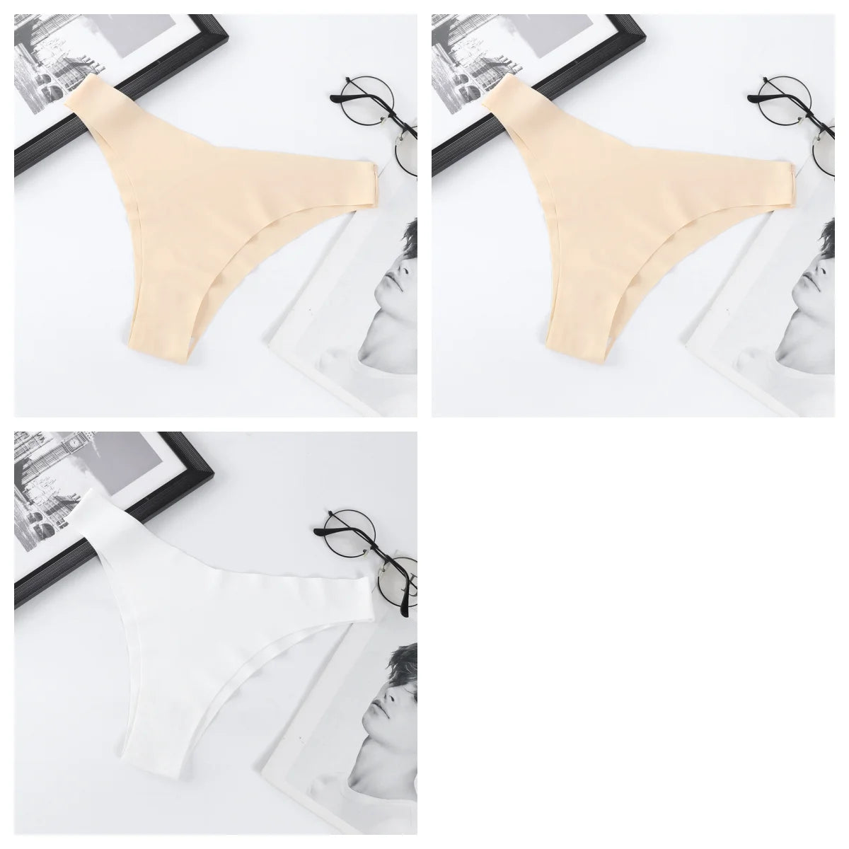3Pcs/Set Ice Silk Panties For Women V-Shaped Briefs Quick-Drying Invisible Glossy Seamless Underwear Female Low Rise Underpants