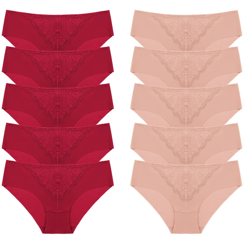 BZEL 10PCS/Set Women's Panties Exquisite Sweet Lace Underwear Sexy Lingerie Silk Satin Briefs Woman Comfort Breathable Underpant