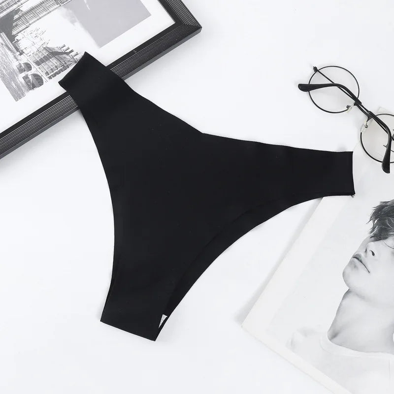 3Pcs/Set Ice Silk Panties For Women V-Shaped Briefs Quick-Drying Invisible Glossy Seamless Underwear Female Low Rise Underpants