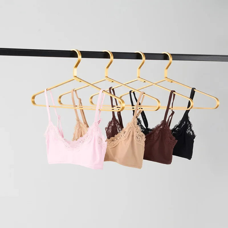 French Style Lace Scoop Bralette High Elasticity No Underwire Full Coverage Underwear Comfortable Soft Fabric Breathable