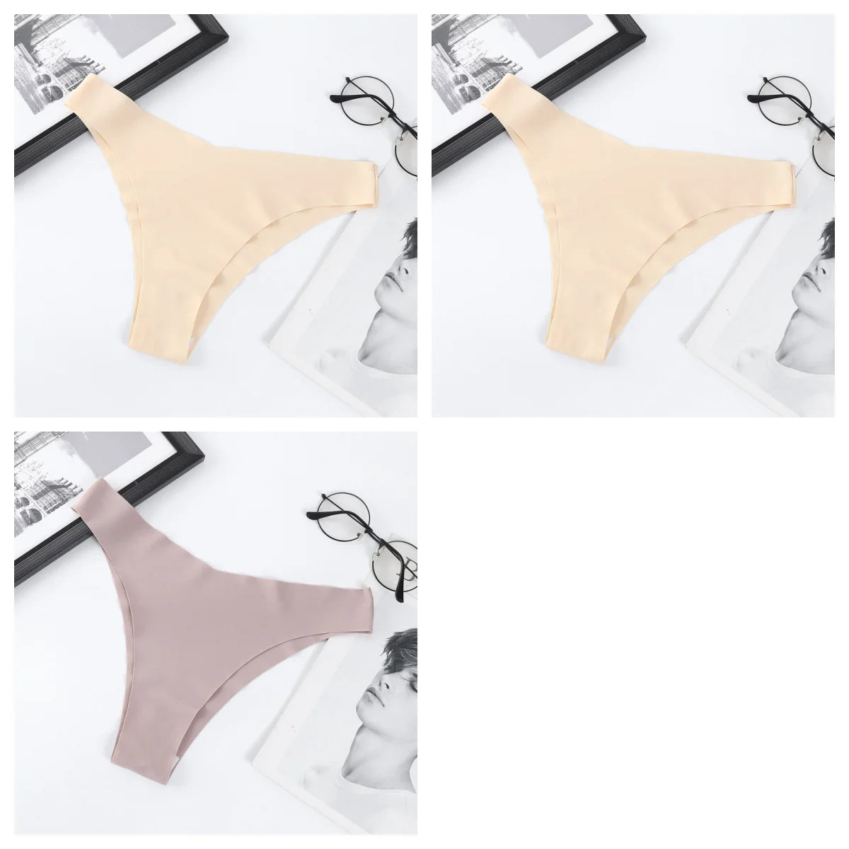 3Pcs/Set Ice Silk Panties For Women V-Shaped Briefs Quick-Drying Invisible Glossy Seamless Underwear Female Low Rise Underpants