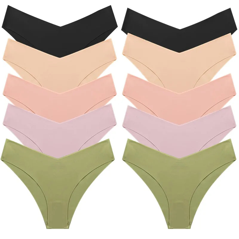 WHPC 10PCS/Set Women's Panties Seamless Fashion V-Cut Underwear Sexy Lingerie Comfort Sports Briefs Breathable Female Underpants
