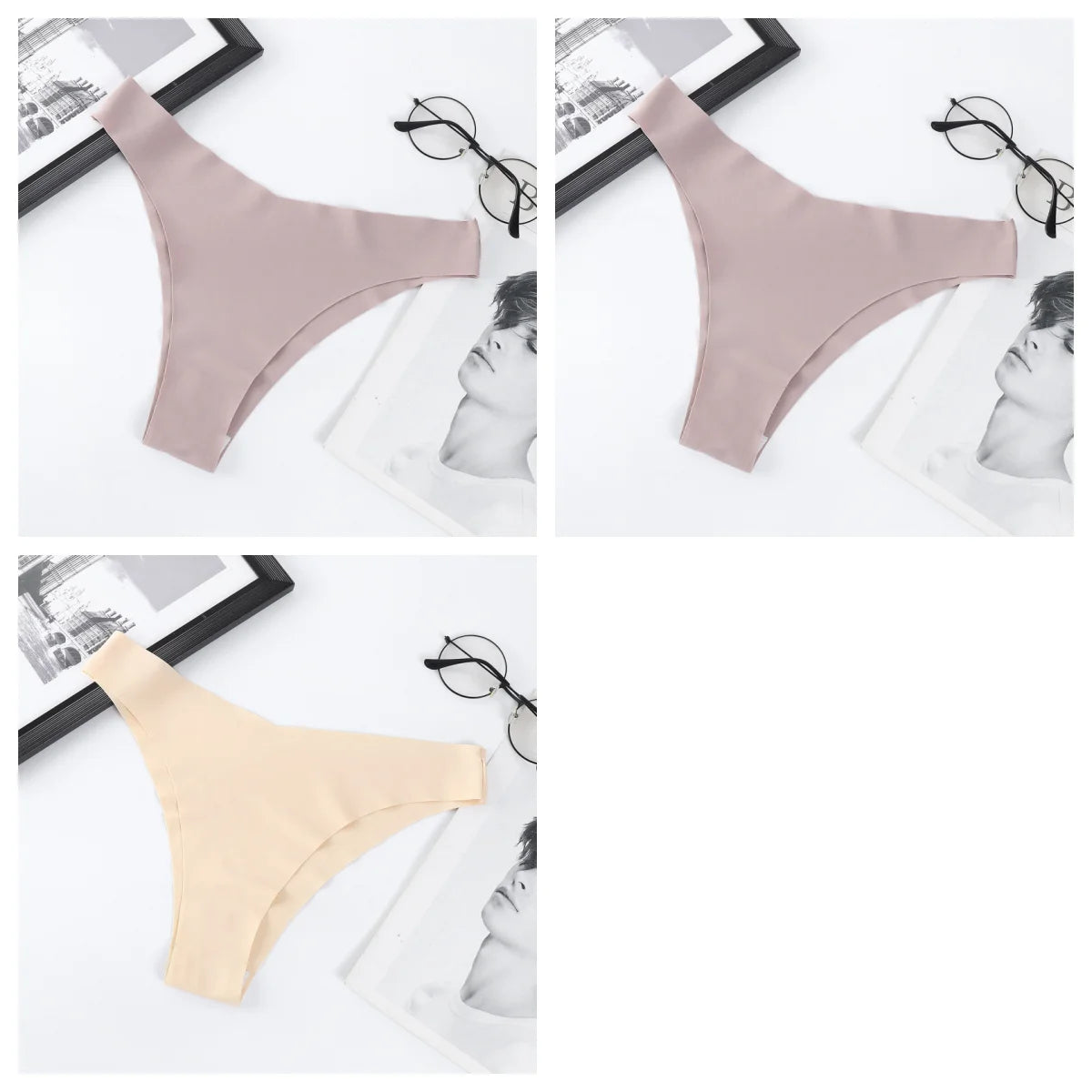 3Pcs/Set Ice Silk Panties For Women V-Shaped Briefs Quick-Drying Invisible Glossy Seamless Underwear Female Low Rise Underpants