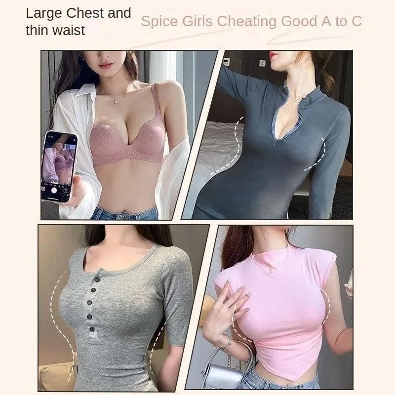 2024 New 8CM Ultra Thick Push Up Bra No Steel Ring Padded Gathered Lingerie for Small/Flat Chest Comfortable Sexy Natural Lift