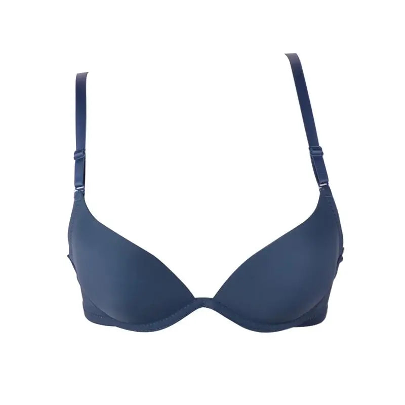 Japanese-Style Simple Plain Girl Push Up Bra Summer Thin Cup Gathered Bust Small Chest Sexy Bralette Underwear Female Deep U Bra