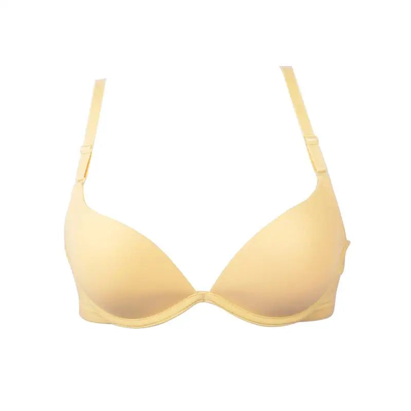 Japanese-Style Simple Plain Girl Push Up Bra Summer Thin Cup Gathered Bust Small Chest Sexy Bralette Underwear Female Deep U Bra