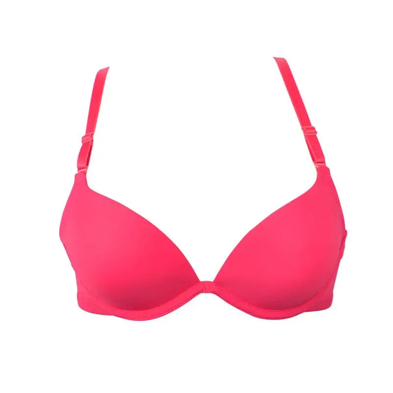 Japanese-Style Simple Plain Girl Push Up Bra Summer Thin Cup Gathered Bust Small Chest Sexy Bralette Underwear Female Deep U Bra