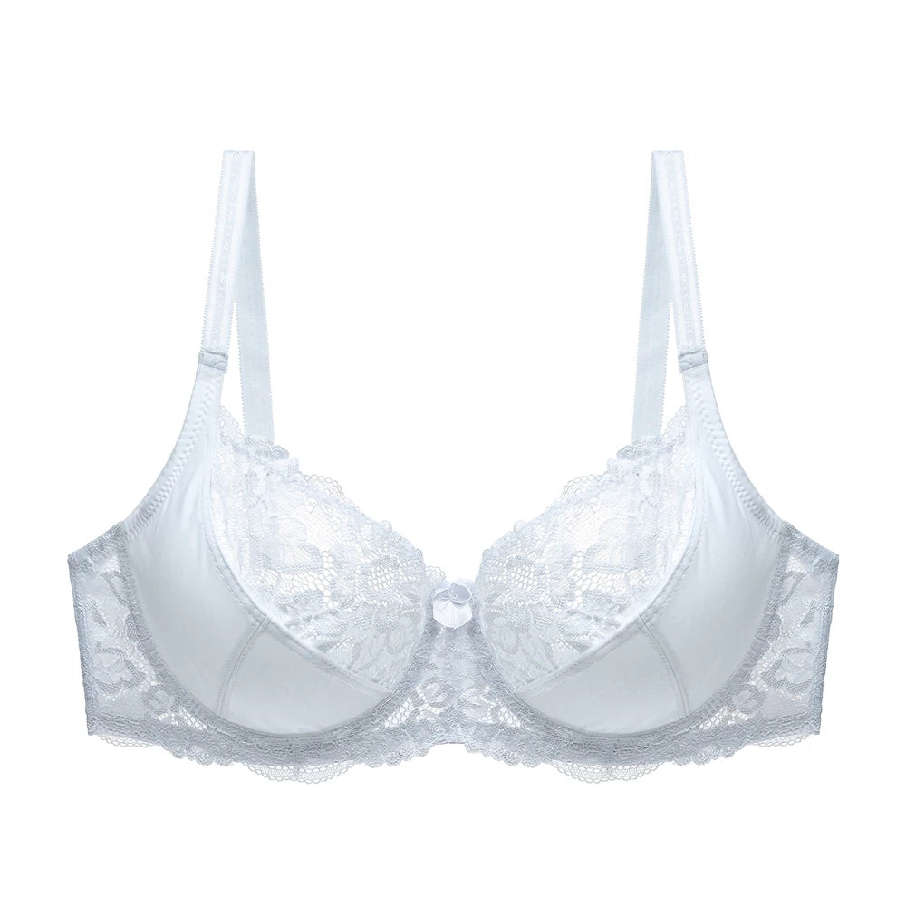 Plus Size Women Lace Bra Un-padded Underwired Ladies Big Underwear Bralette Sexy Lingerie Top Large BH C D DD E Cup