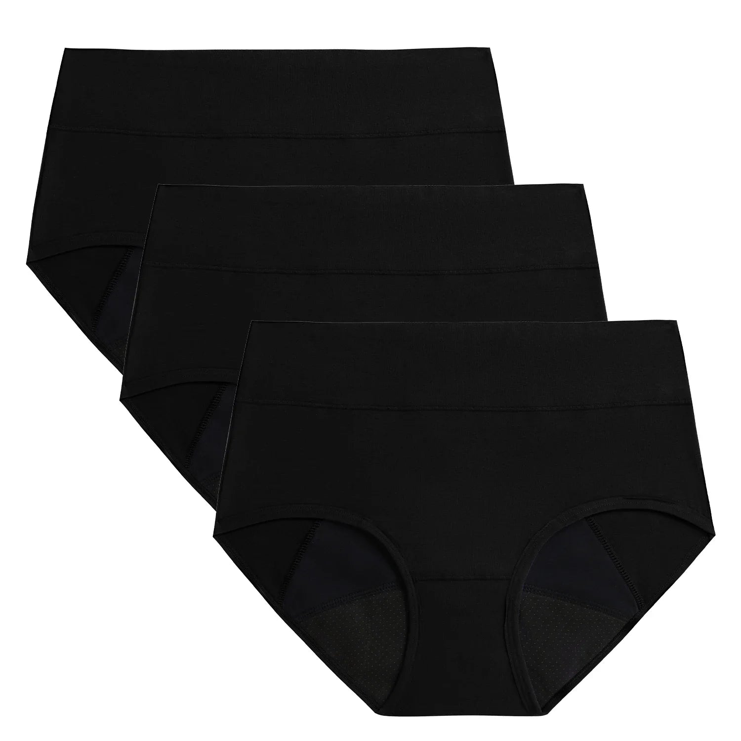 Molasus 3pcs Women Menstrual Period Panties High Absorbency Leak Proof High Waisted Underwear Heavy Flow Incontinence Briefs Set