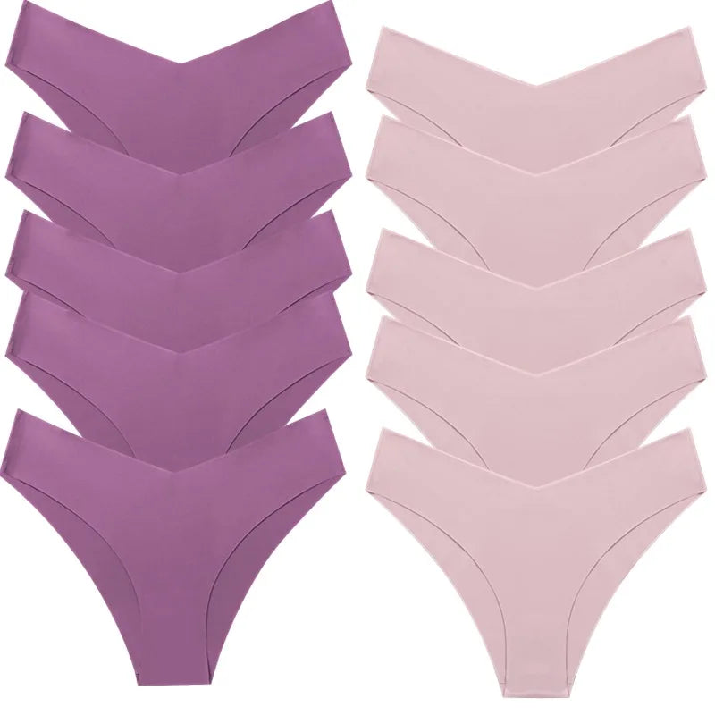 WHPC 10PCS/Set Women's Panties Seamless Fashion V-Cut Underwear Sexy Lingerie Comfort Sports Briefs Breathable Female Underpants