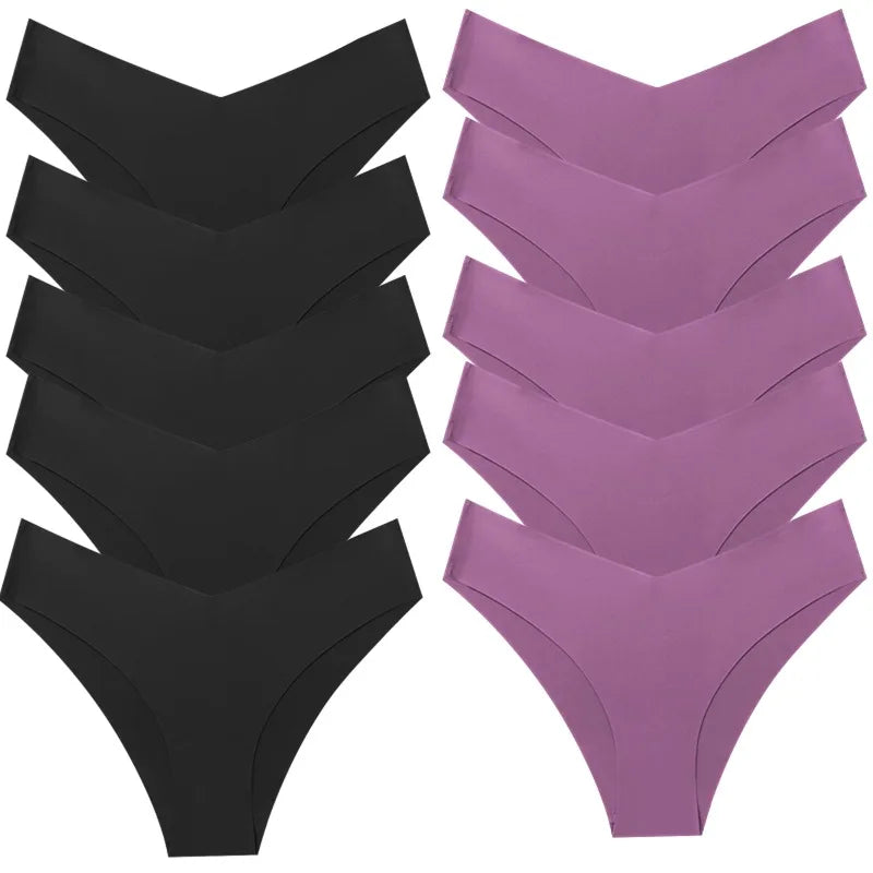 WHPC 10PCS/Set Women's Panties Seamless Fashion V-Cut Underwear Sexy Lingerie Comfort Sports Briefs Breathable Female Underpants