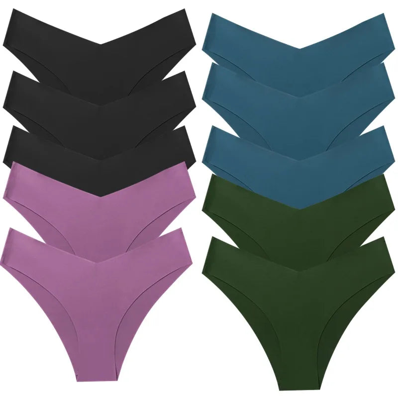 WHPC 10PCS/Set Women's Panties Seamless Fashion V-Cut Underwear Sexy Lingerie Comfort Sports Briefs Breathable Female Underpants