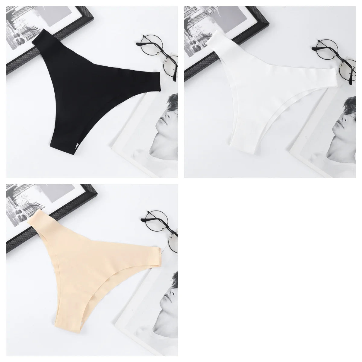 3Pcs/Set Ice Silk Panties For Women V-Shaped Briefs Quick-Drying Invisible Glossy Seamless Underwear Female Low Rise Underpants