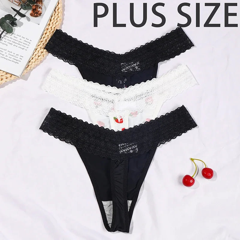 Sexy Panties S-3XL Plus Size Thongs Printed Underwear Low Waist Women's Underpants Comfortable Lingeries Soft Breathable Briefs