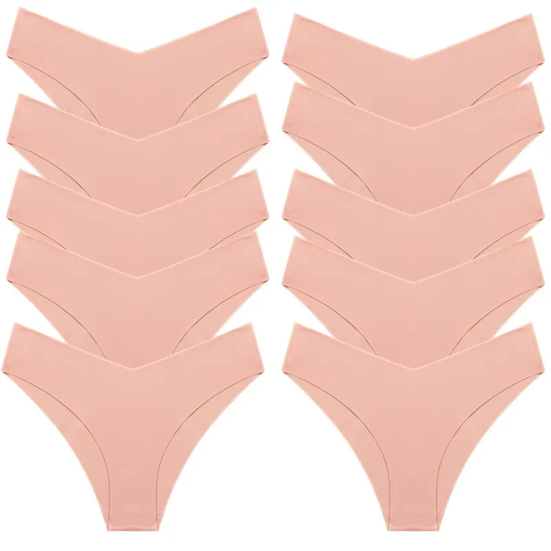 WHPC 10PCS/Set Women's Panties Seamless Fashion V-Cut Underwear Sexy Lingerie Comfort Sports Briefs Breathable Female Underpants