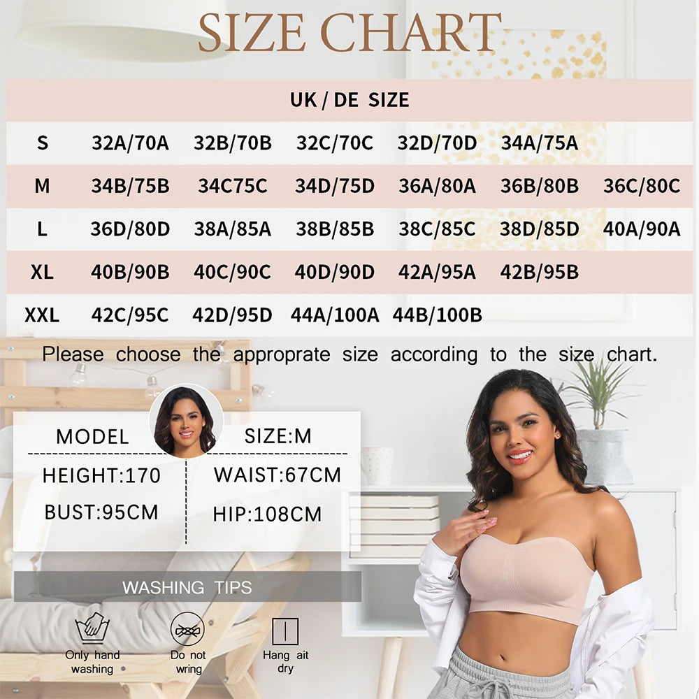 Strapless Invisible M-shaped Bra Solid For Women Summer New Non-slip Sexy Push-up Comfortable Underwear For Dress Brasieres