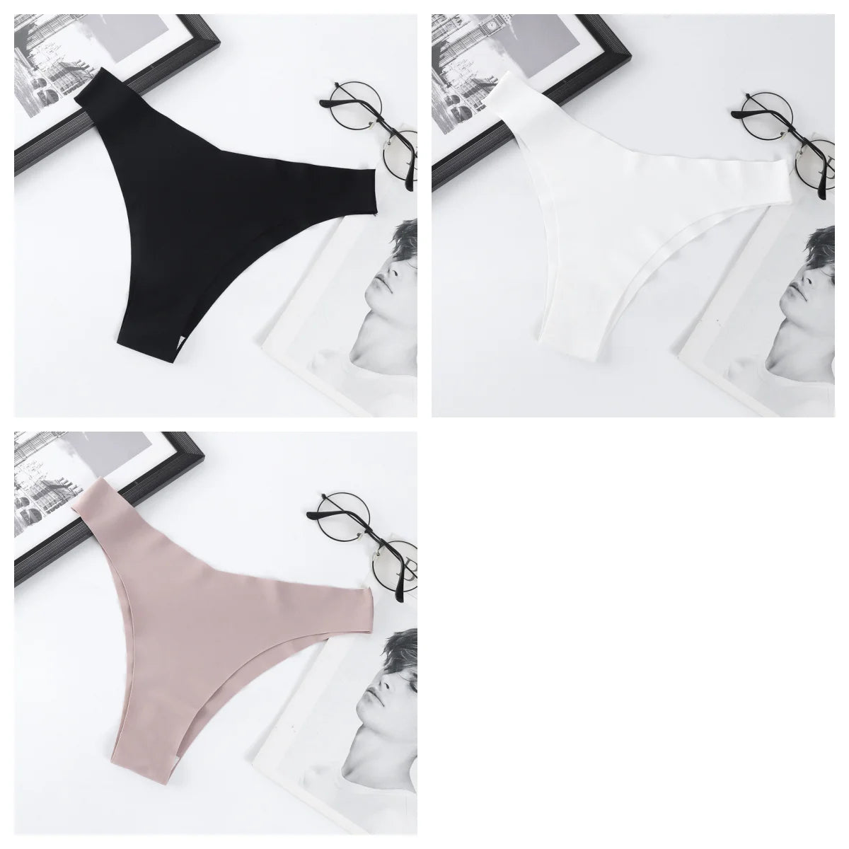 3Pcs/Set Ice Silk Panties For Women V-Shaped Briefs Quick-Drying Invisible Glossy Seamless Underwear Female Low Rise Underpants